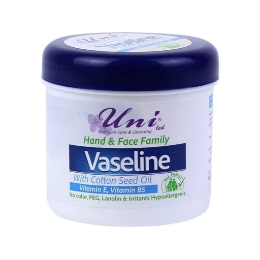 وازلین کاسه ای حاوی روغن پنبه دانه و ویتامین E یونی لد