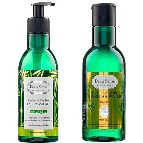 پک میسلار واتر  و ژل شستشو صورت با رایحه بامبو و درخت ( پوست چرب ) دیپ سنس