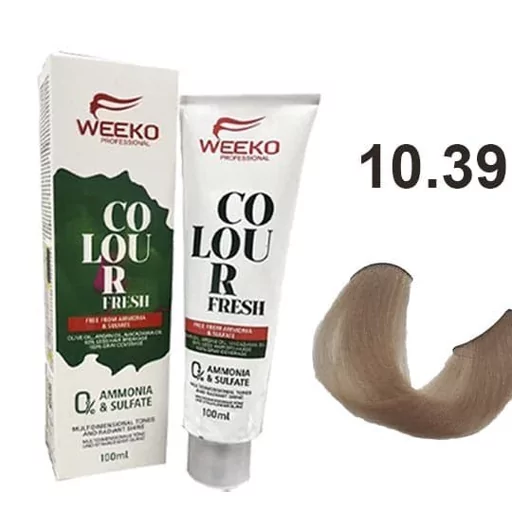رنگ مو ویکو بدون آمونیاک و فری سولفات شماره 10.39 بلوند بیسکویتی فوق العاده روشن